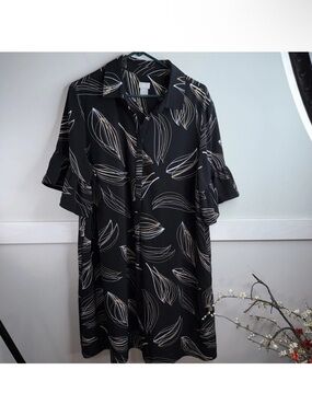 Chicos Tahiti Flounce Sleeve Pockets Minimalist Popover Shift Dress 3 (XL)